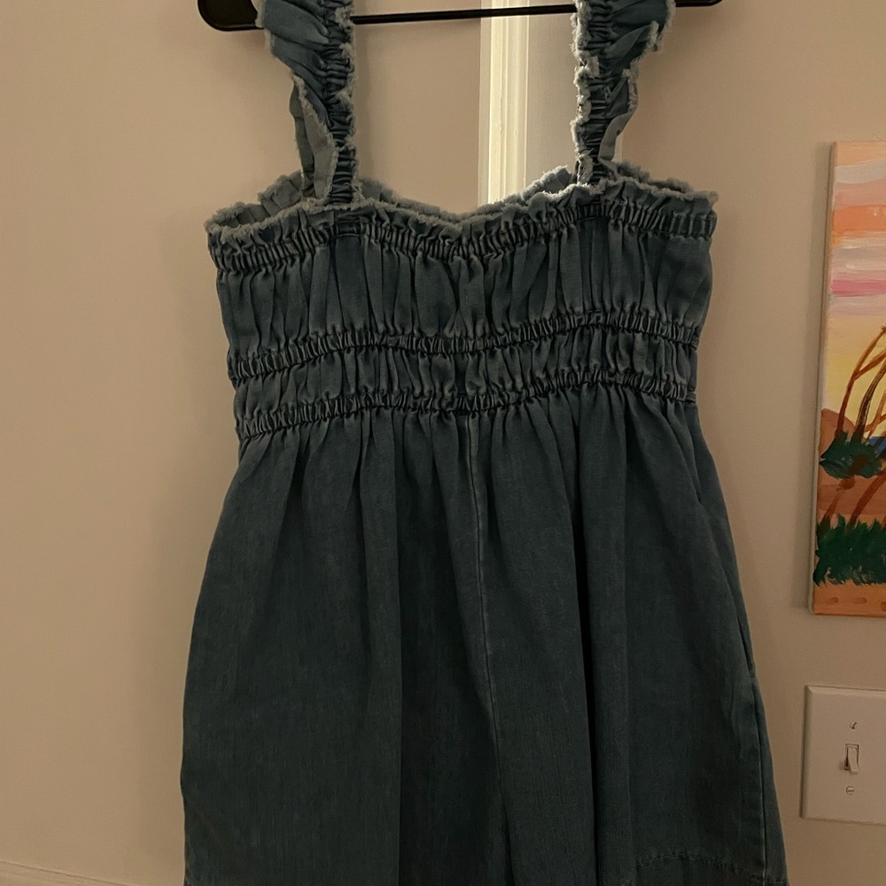 Denim Sleeveless Romper - Picture 2 of 4